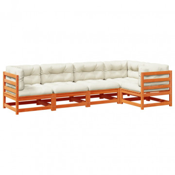 Set mobilier de grădină cu perne, 5 piese, lemn masiv de pin - Img 2