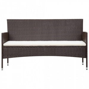 Set mobilier de grădină cu perne, 5 piese, maro, poliratan - Img 4