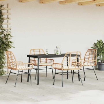 Set mobilier de grădină cu perne 5 piese maro sticlă polirattan - Img 3