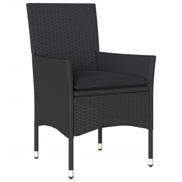 Set mobilier de grădină cu perne 5 piese negru poliratan&sticlă - Img 3