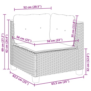 Set mobilier de grădină cu perne, 5 piese, negru, poliratan - Img 7