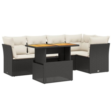 Set mobilier de grădină cu perne, 5 piese, negru, poliratan - Img 2