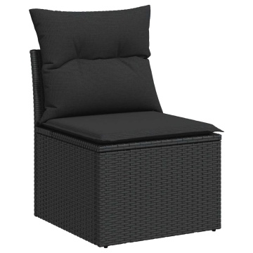 Set mobilier de grădină cu perne, 5 piese, negru, poliratan - Img 3