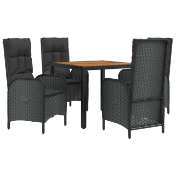 Set mobilier de grădină cu perne, 5 piese, negru, poliratan - Img 3