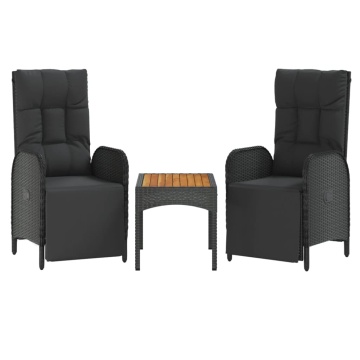 Set mobilier de grădină cu perne, 5 piese, negru, poliratan - Img 4