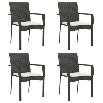 Set mobilier de grădină cu perne, 5 piese, negru, poliratan - Img 4