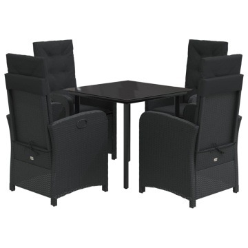 Set mobilier de grădină cu perne, 5 piese, negru, poliratan - Img 2