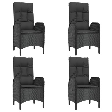 Set mobilier de grădină cu perne, 5 piese, negru, poliratan - Img 4