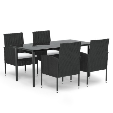 Set mobilier de grădină cu perne, 5 piese, negru, poliratan - Img 2