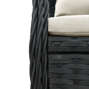 Set mobilier de grădină cu perne, 5 piese, negru, poliratan - Img 5