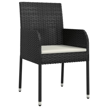 Set mobilier de grădină cu perne, 5 piese, negru, poliratan - Img 8