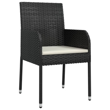 Set mobilier de grădină cu perne, 5 piese, negru, poliratan - Img 8