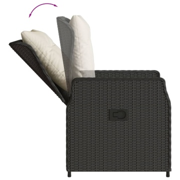 Set mobilier de grădină cu perne, 5 piese, negru, poliratan - Img 8