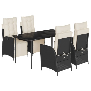 Set mobilier de grădină cu perne, 5 piese, negru, poliratan - Img 2