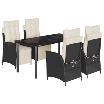 Set mobilier de grădină cu perne, 5 piese, negru, poliratan - Img 2