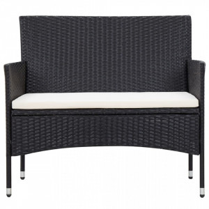 Set mobilier de grădină cu perne, 5 piese, negru, poliratan - Img 6