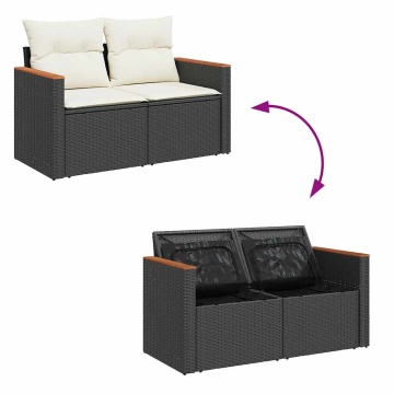 Set mobilier de grădină cu perne, 5 piese,poliratan/lemn acacia - Img 6