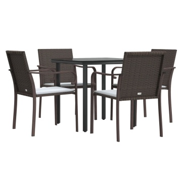 Set mobilier de grădină cu perne, 5 piese, poliratan și oțel - Img 3