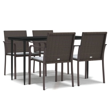 Set mobilier de grădină cu perne, 5 piese, poliratan și oțel - Img 2
