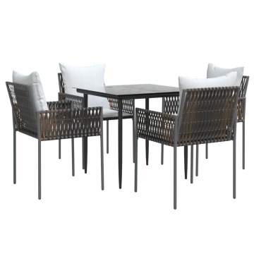 Set mobilier de grădină cu perne, 5 piese, poliratan și oțel - Img 3