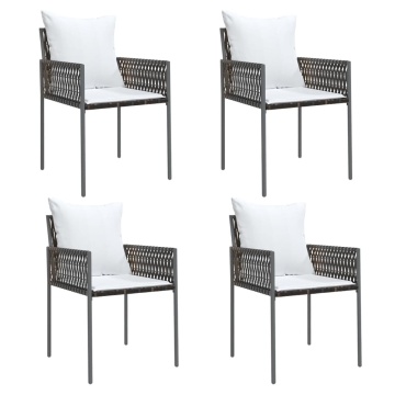 Set mobilier de grădină cu perne, 5 piese, poliratan și oțel - Img 4