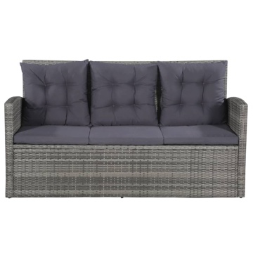 Set mobilier de grădină cu perne, 6 piese, gri, poliratan - Img 3