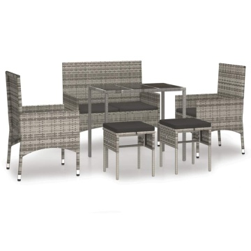 Set mobilier de grădină cu perne, 6 piese, gri, poliratan - Img 2