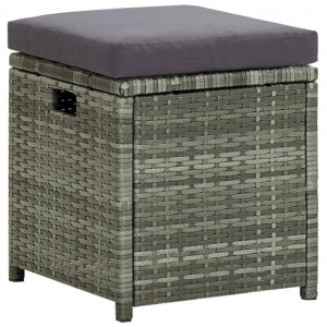 Set mobilier de grădină cu perne, 6 piese, gri, poliratan - Img 8