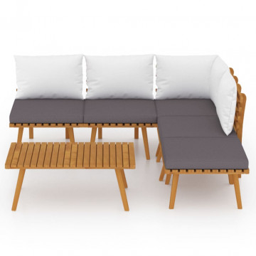 Set mobilier de grădină cu perne, 6 piese, lemn masiv de acacia - Img 8