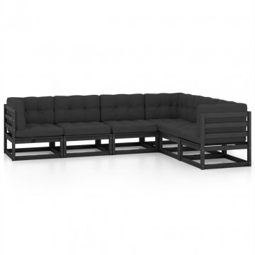 Set mobilier de grădină cu perne, 6 piese, lemn masiv de pin - Img 2
