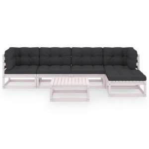 Set mobilier de grădină cu perne, 6 piese, lemn masiv pin - Img 2
