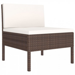 Set mobilier de grădină cu perne, 6 piese, maro, poliratan - Img 4
