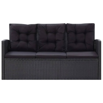 Set mobilier de grădină cu perne, 6 piese, negru, poliratan - Img 3