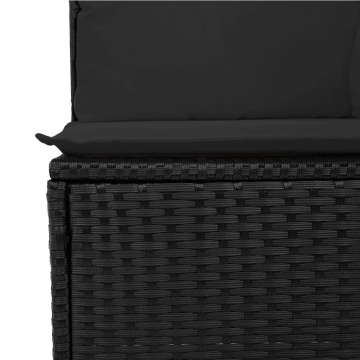 Set mobilier de grădină cu perne, 6 piese, negru, poliratan - Img 7