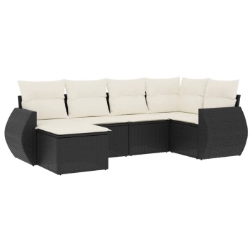 Set mobilier de grădină cu perne, 6 piese, negru, poliratan - Img 2