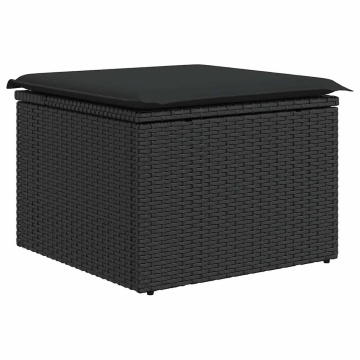Set mobilier de grădină cu perne, 6 piese, negru, poliratan - Img 8