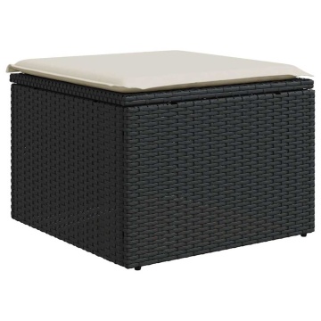 Set mobilier de grădină cu perne, 6 piese, negru, poliratan - Img 8