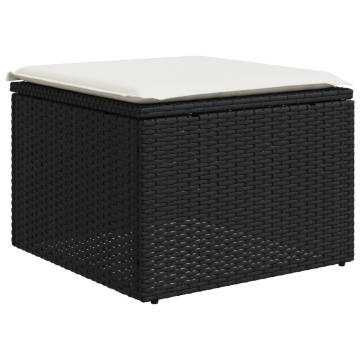 Set mobilier de grădină cu perne, 6 piese, negru, poliratan - Img 5