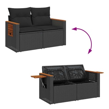 Set mobilier de grădină cu perne, 6 piese, negru, poliratan - Img 6