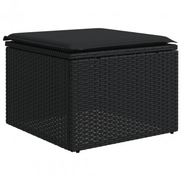 Set mobilier de grădină cu perne, 6 piese, negru, poliratan - Img 4