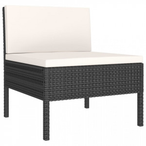 Set mobilier de grădină cu perne, 6 piese, negru, poliratan - Img 3