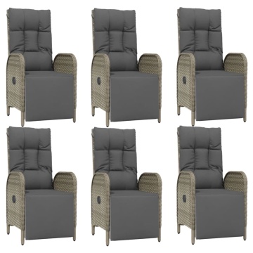 Set mobilier de grădină cu perne, 7 piese, gri, poliratan - Img 4