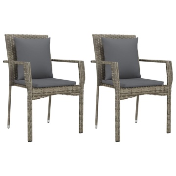 Set mobilier de grădină cu perne, 7 piese, gri, poliratan - Img 3