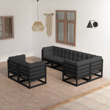Set mobilier de grădină cu perne, 7 piese, lemn masiv de pin - Img 1