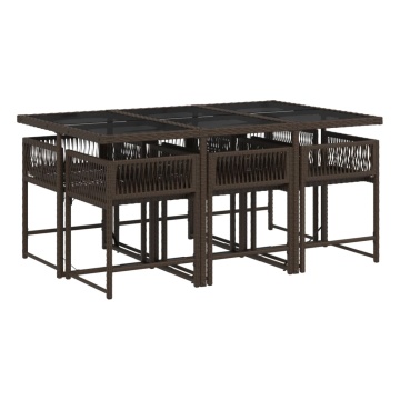 Set mobilier de grădină cu perne, 7 piese, maro, poliratan - Img 3