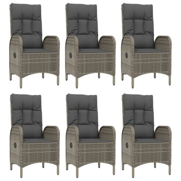 Set mobilier de grădină cu perne, 7 piese, negru/gri, poliratan - Img 4