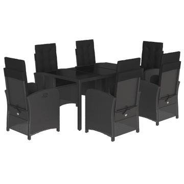 Set mobilier de grădină cu perne, 7 piese, negru, poliratan - Img 2