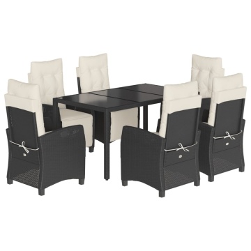 Set mobilier de grădină cu perne, 7 piese, negru, poliratan - Img 2