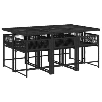 Set mobilier de grădină cu perne, 7 piese, negru, poliratan - Img 3