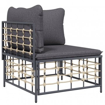 Set mobilier de grădină cu perne, 8 piese, antracit, poliratan - Img 2